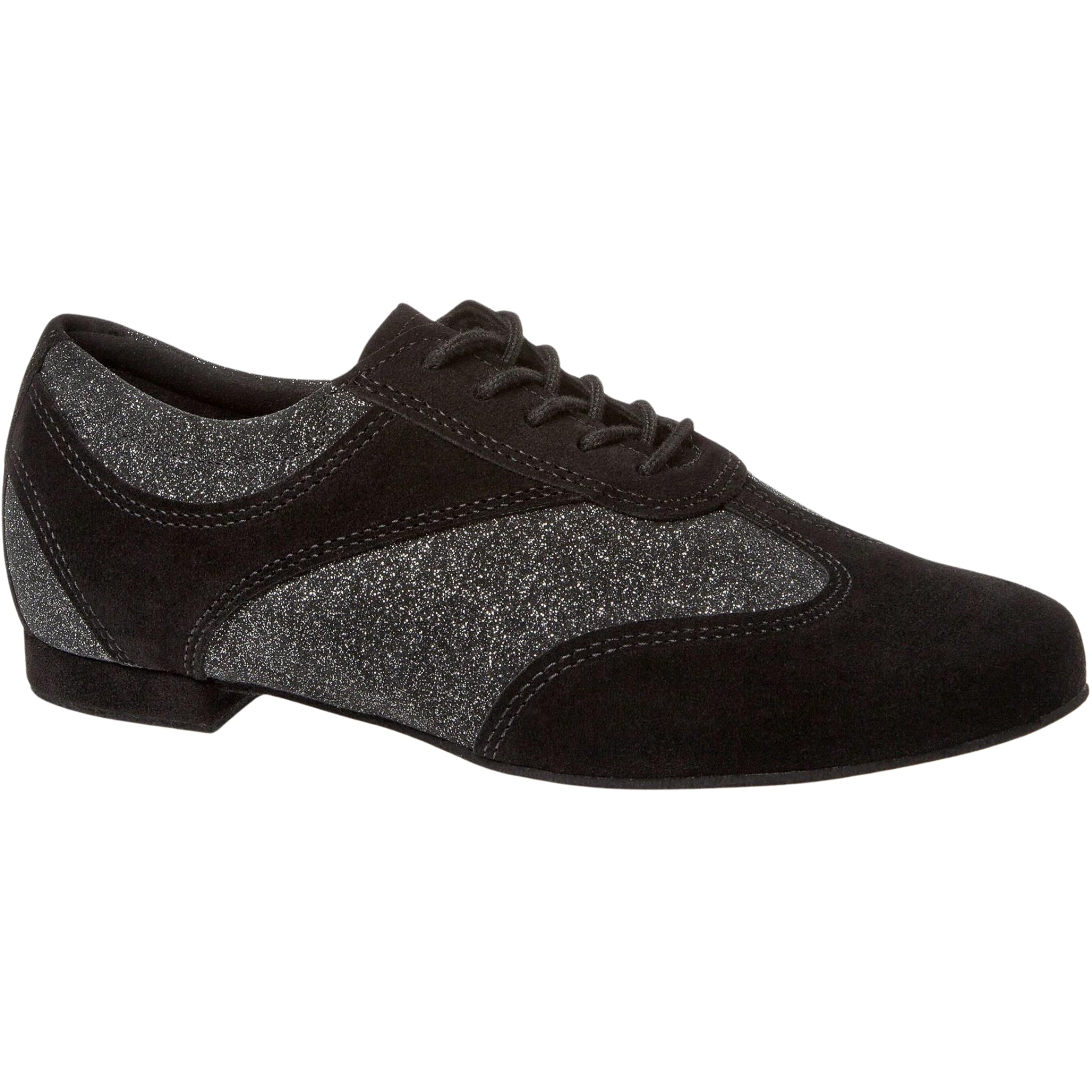 Der Diamant 183 Tanzsneaker in Schwarz ist ideal für West Coast Swing, abgebildet auf weißem Hintergrund.